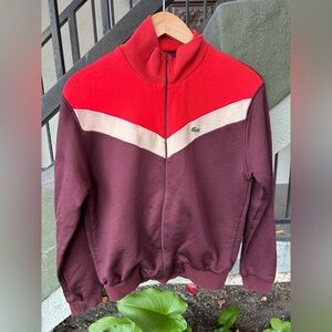 Lacoste Retro Colorblock Zip Up Sweater Sz 38 Preppy Tennis Pickle Ball
